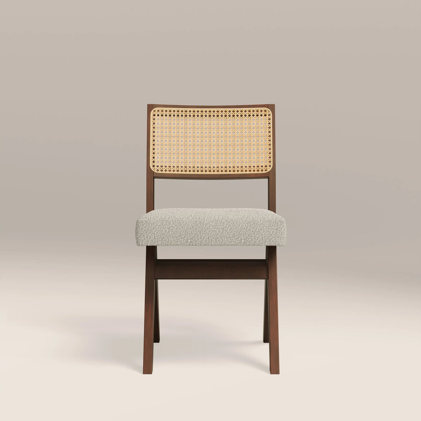 Cary Wooden Dining Chair | Speckled Stone Sustainable Boucle & Walnut