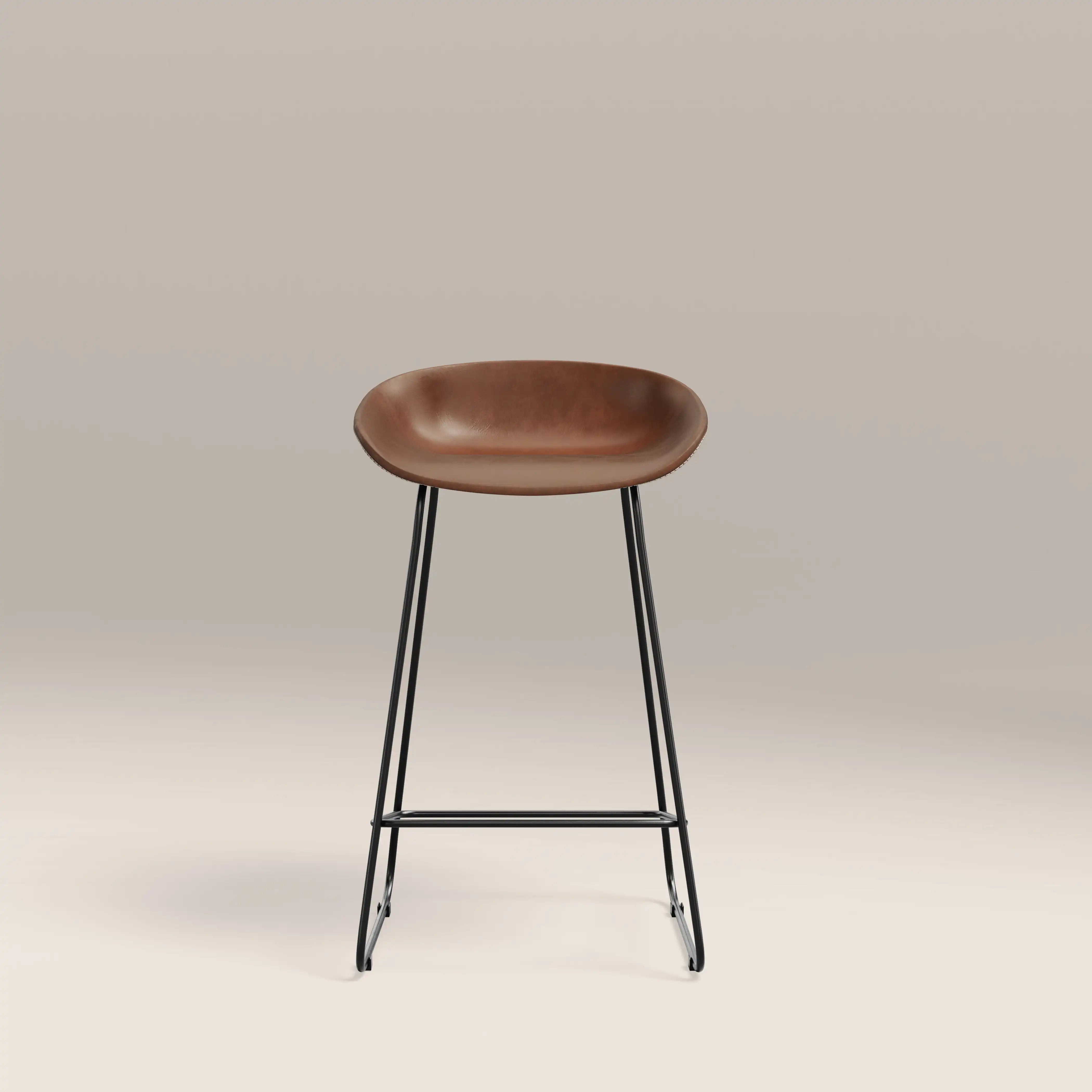 Conway Kitchen Stool | Vintage Tan Faux Leather & Black