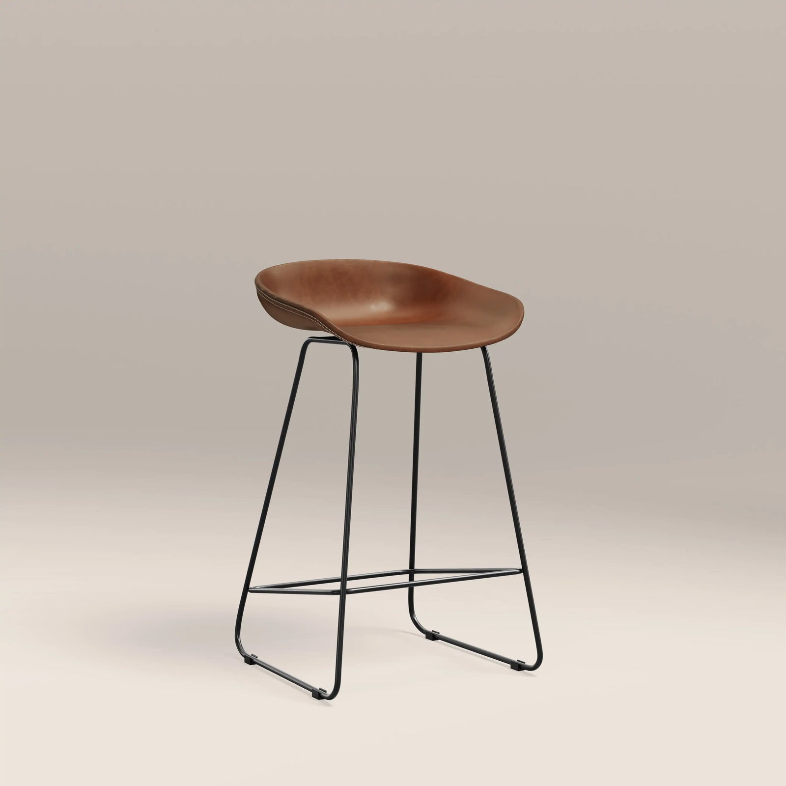 Conway Kitchen Stool | Vintage Tan Faux Leather & Black