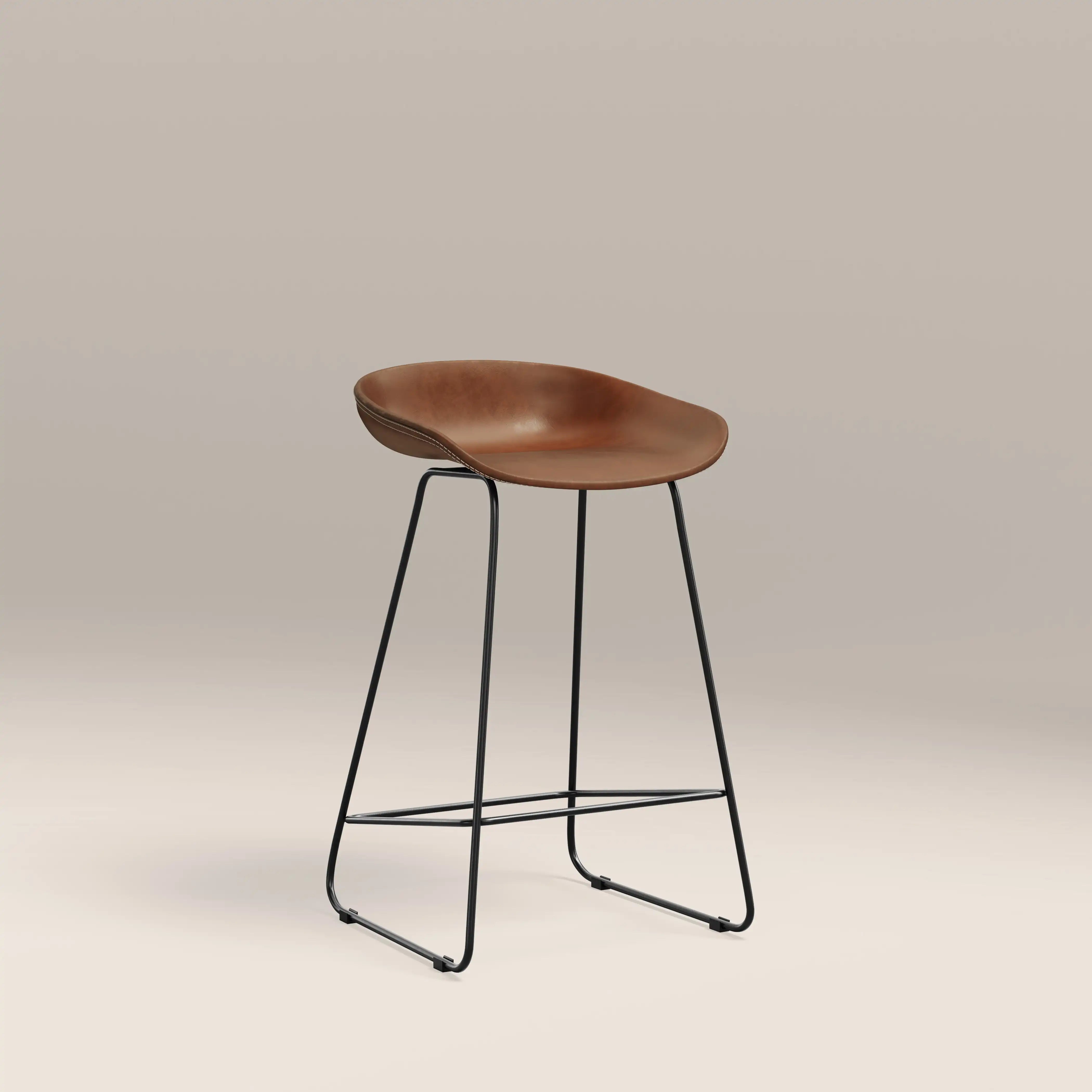 Conway Kitchen Stool | Vintage Tan Faux Leather & Black