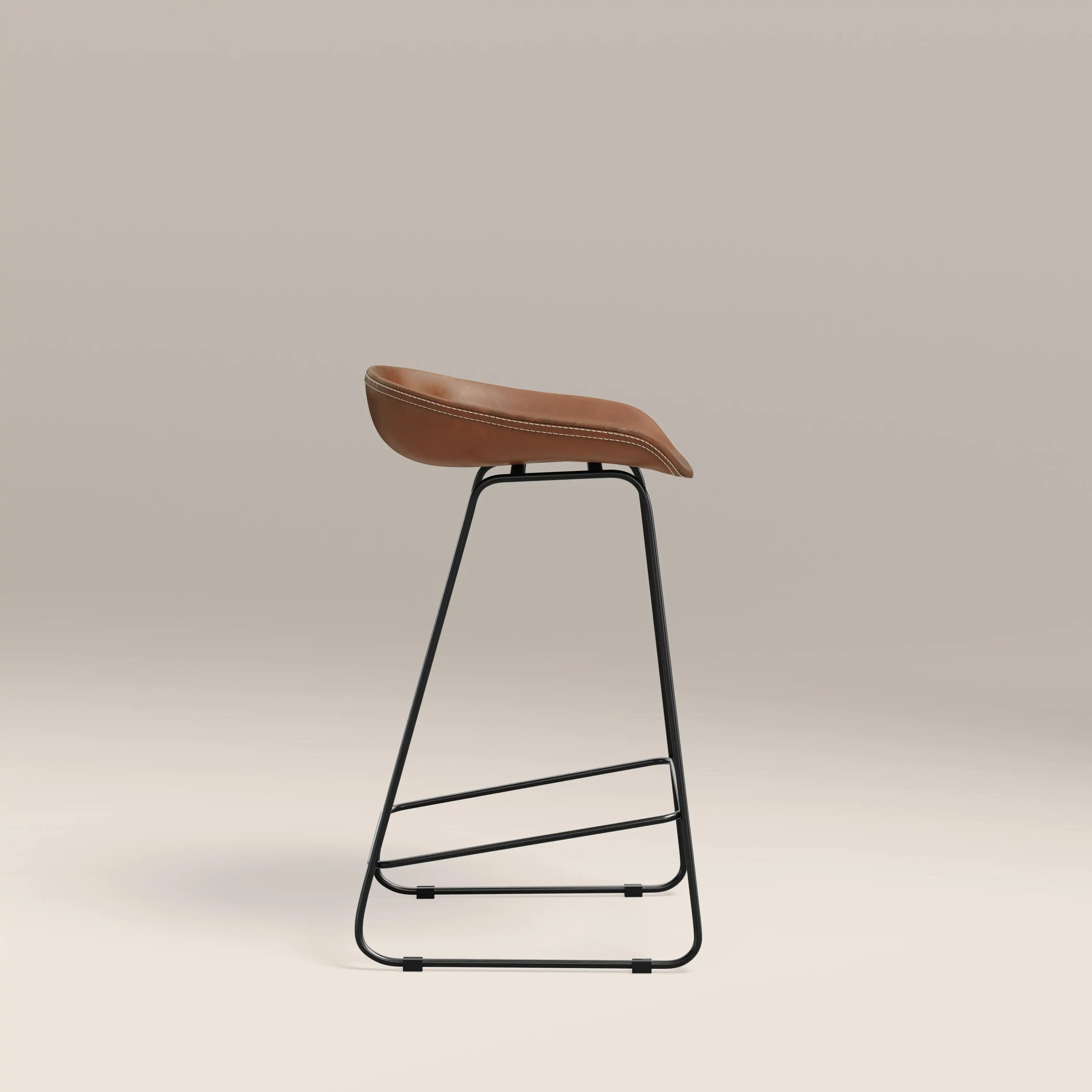 Conway Kitchen Stool | Vintage Tan Faux Leather & Black