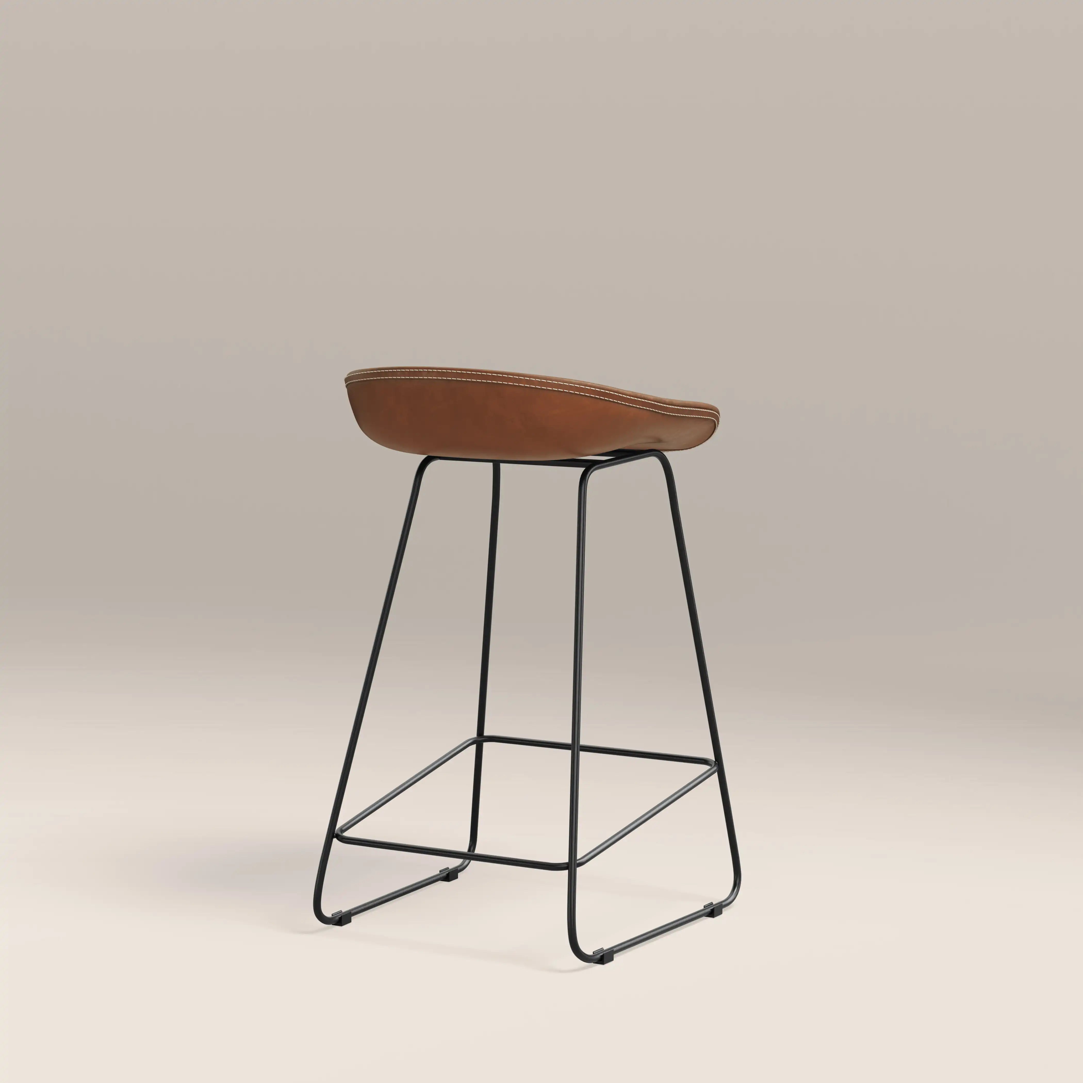 Conway Kitchen Stool | Vintage Tan Faux Leather & Black