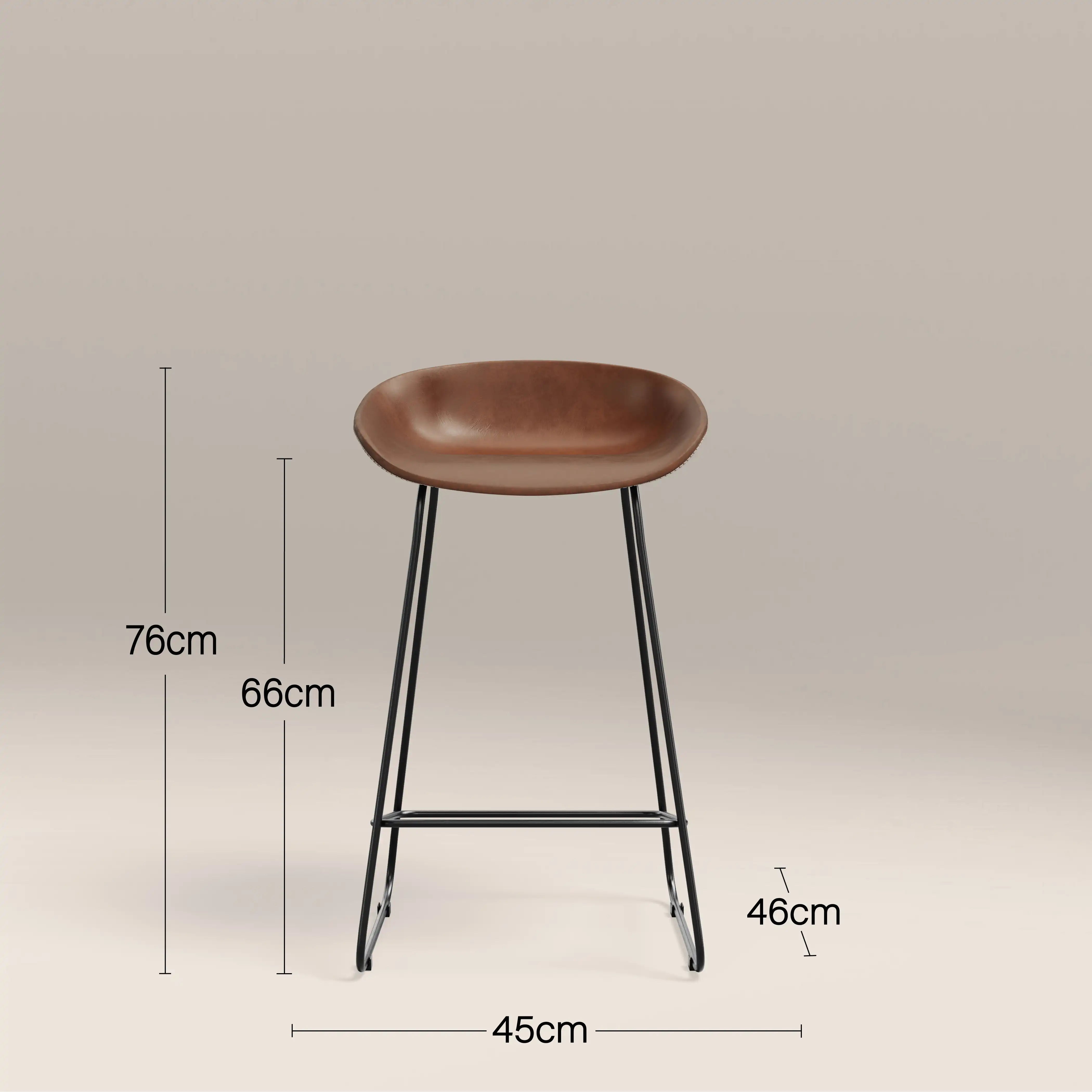 Conway Kitchen Stool | Vintage Tan Faux Leather & Black