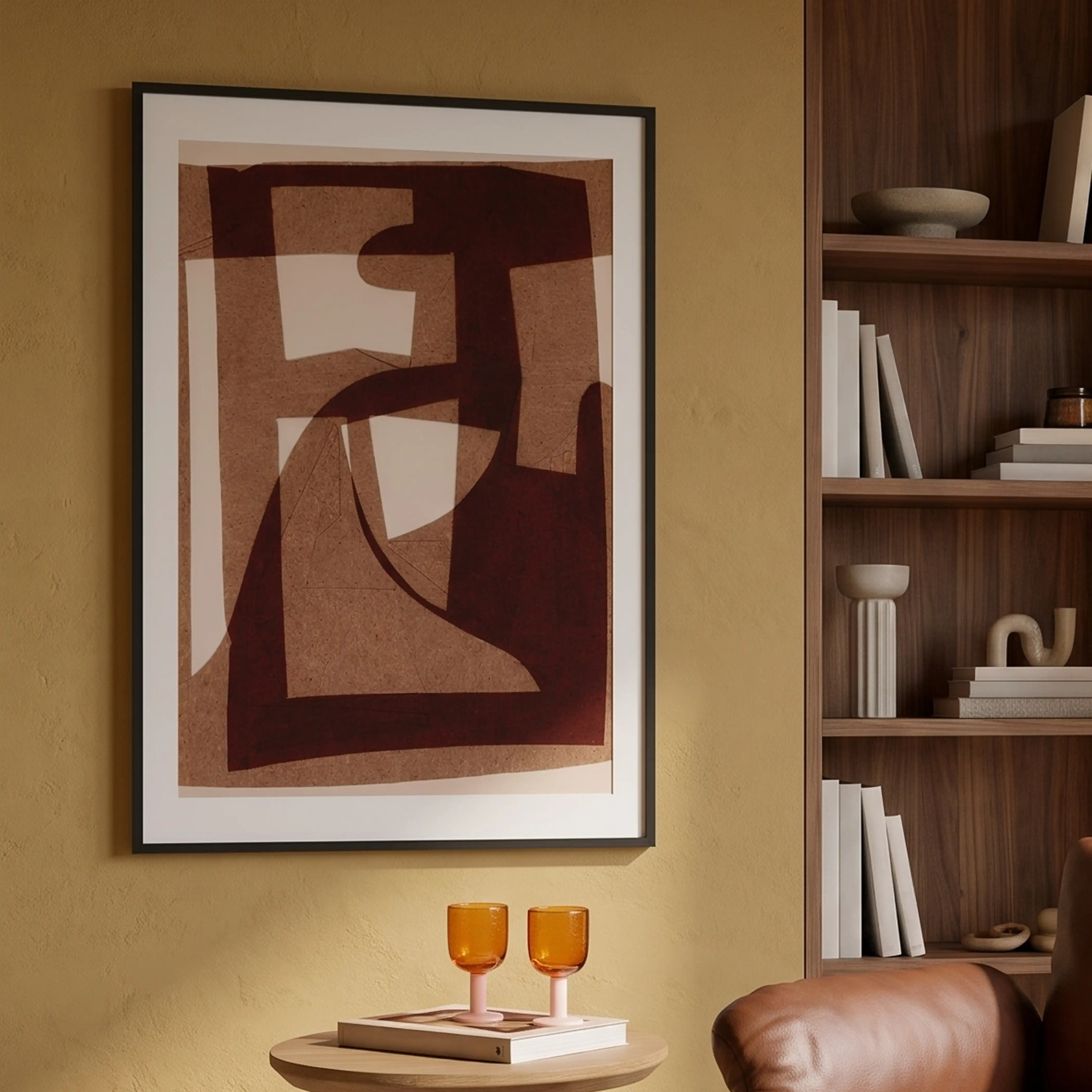 Marron Abstract Graphic Print
