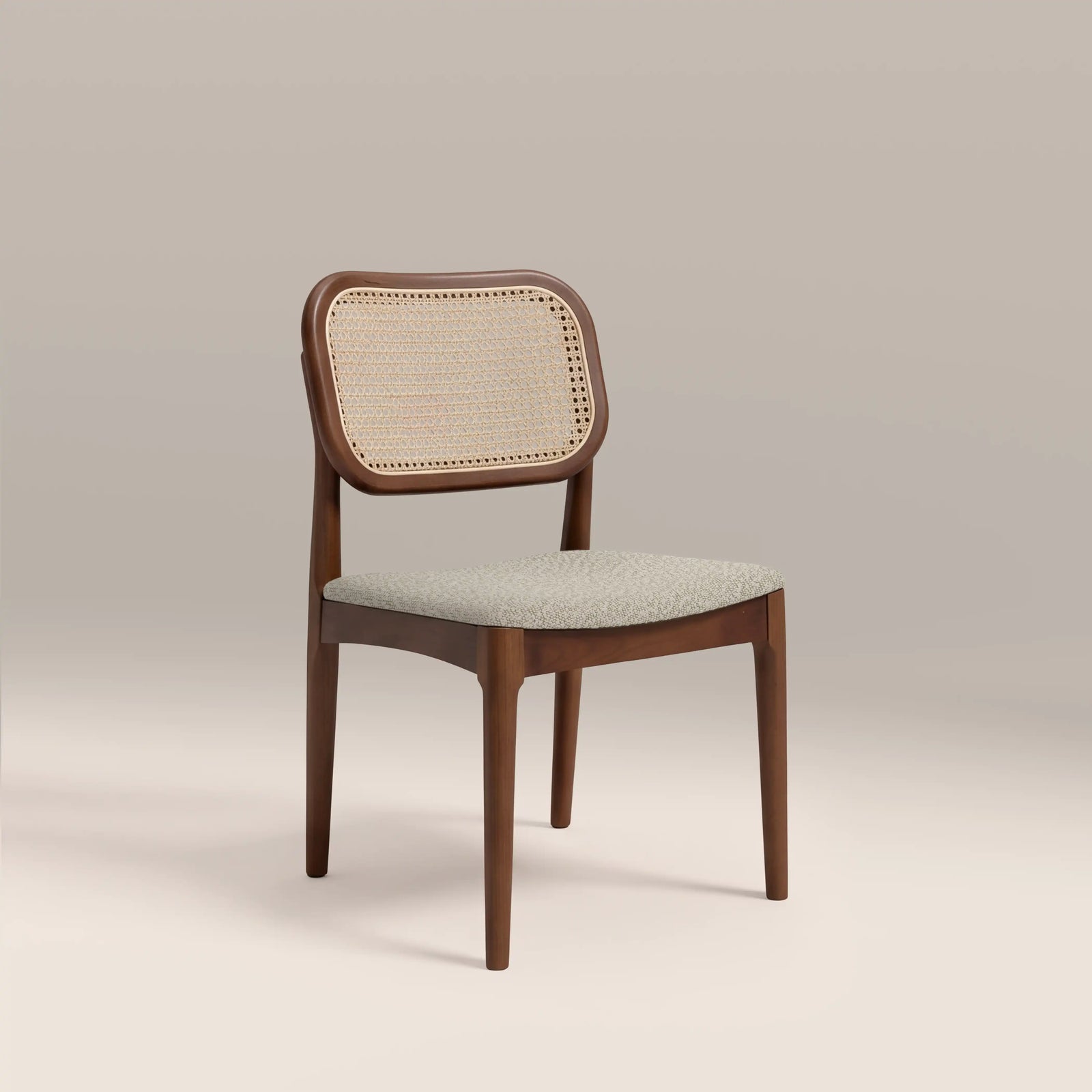 Burford Wooden Dining Chair | Speckled Stone Sustainable Boucle & Walnut