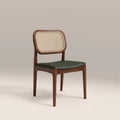 Burford Wooden Dining Chair | Vintage Green Faux Leather & Walnut