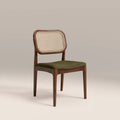 Burford Wooden Dining Chair | Moss Green Sustainable Mohair Velvet & Walnut