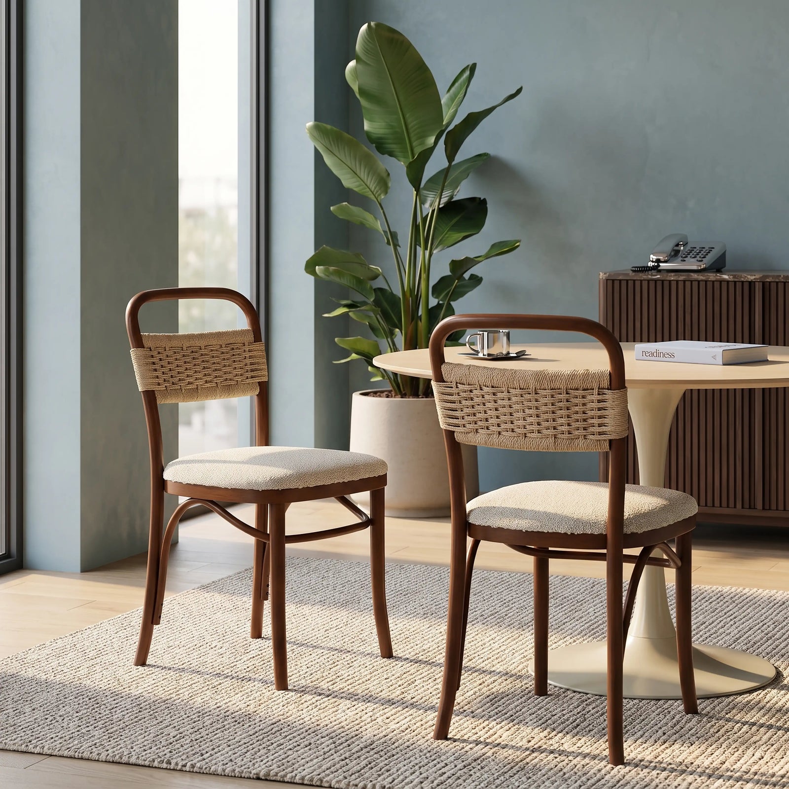 Daisy Wooden Dining Chair | Speckled Stone Sustainable Boucle & Walnut