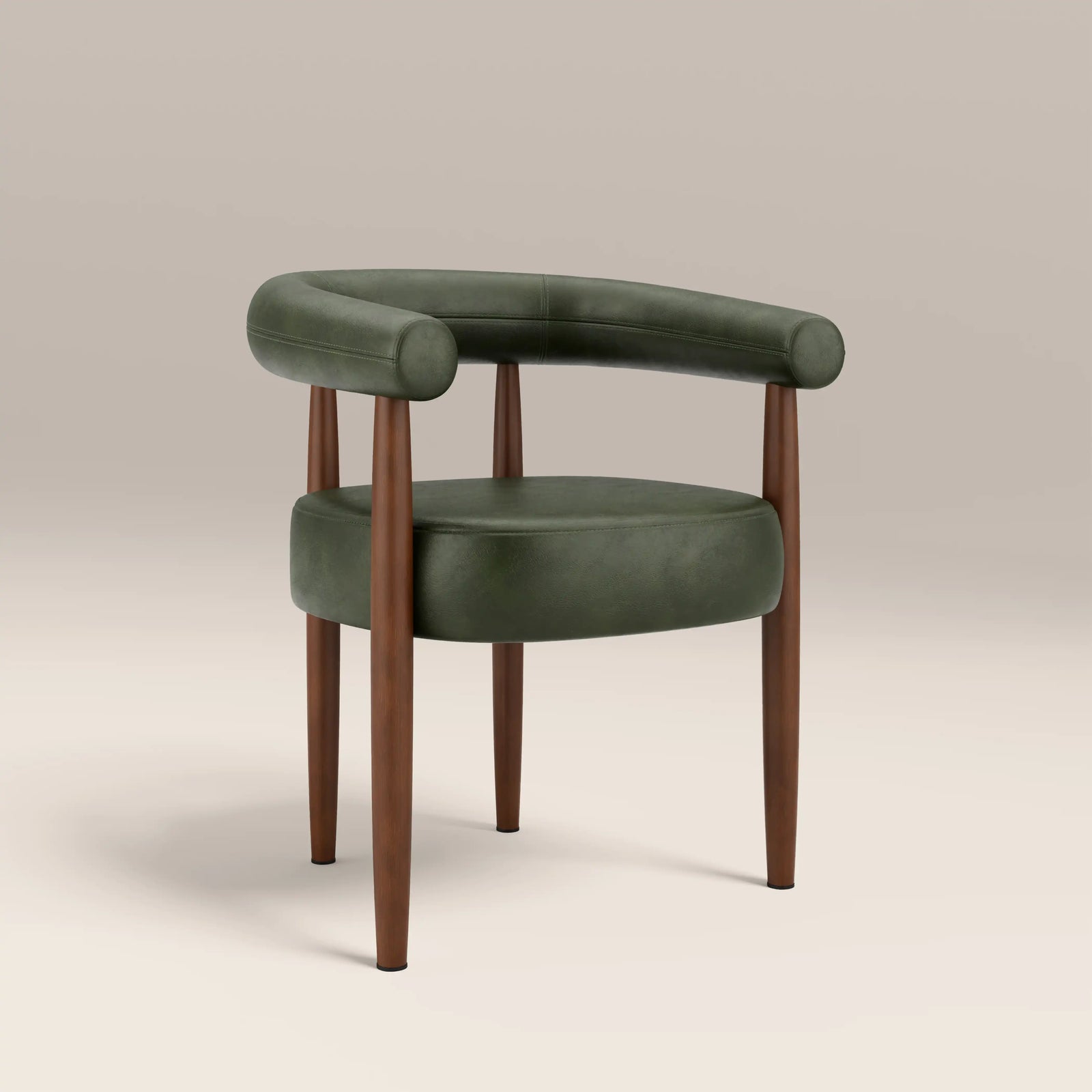 Elan Carver Dining Chair | Vintage Green Faux Leather & Walnut