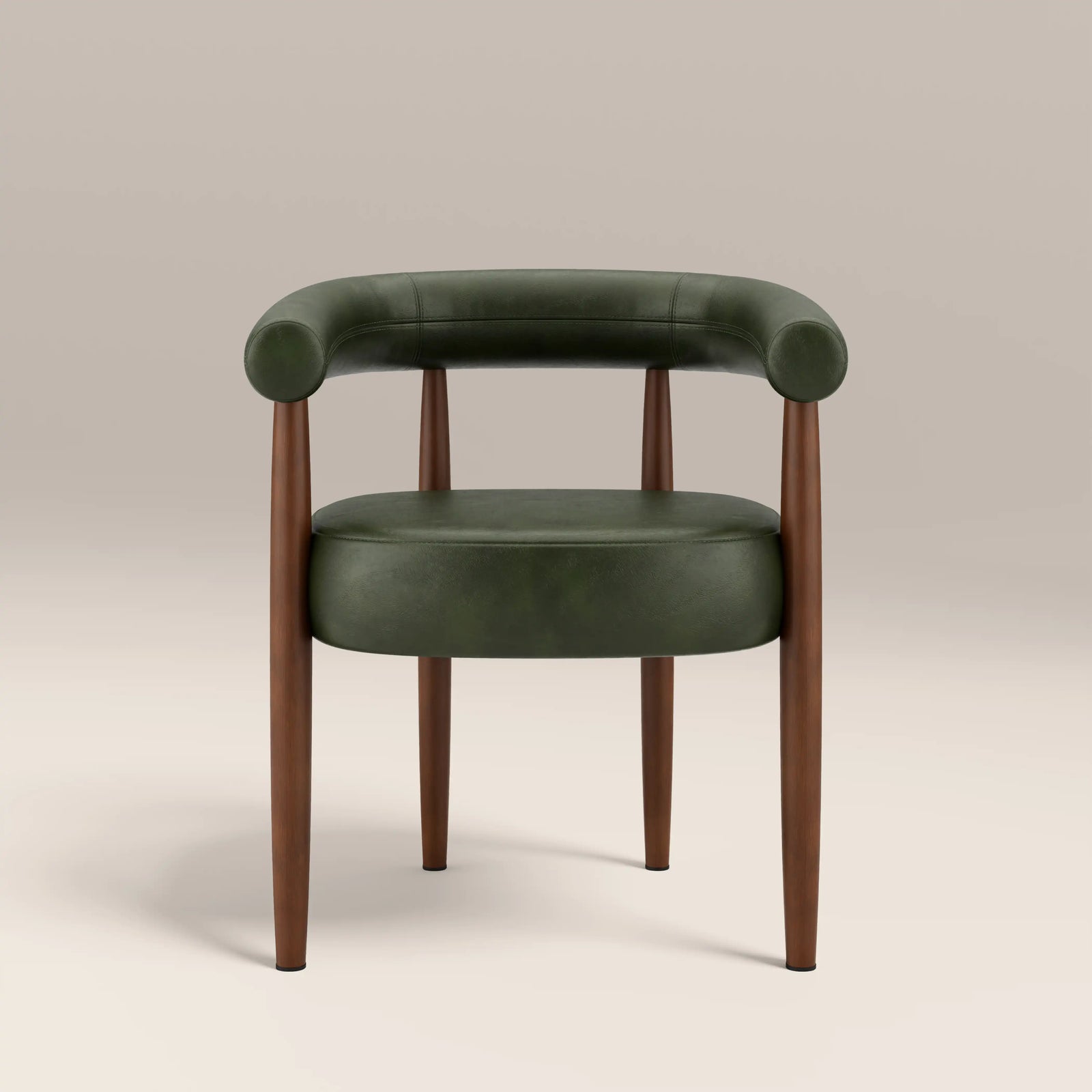 Elan Carver Dining Chair | Vintage Green Faux Leather & Walnut