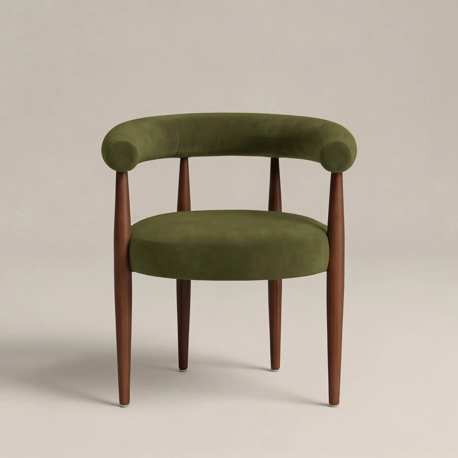 Elan Carver Dining Chair | Olive Green Sustainable Velvet & Walnut