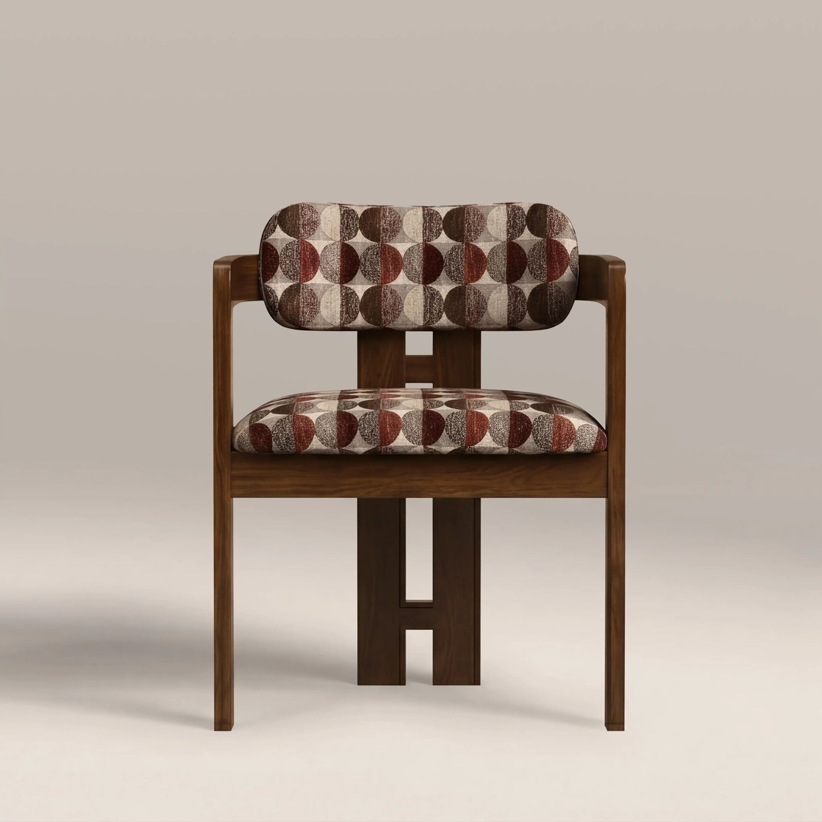 Hallie Wooden Carver Dining Chair | Multicolour Orbis Patterned Fabric & Walnut