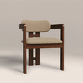 Hallie Wooden Carver Dining Chair | Latte Sustainable Fabric & Walnut