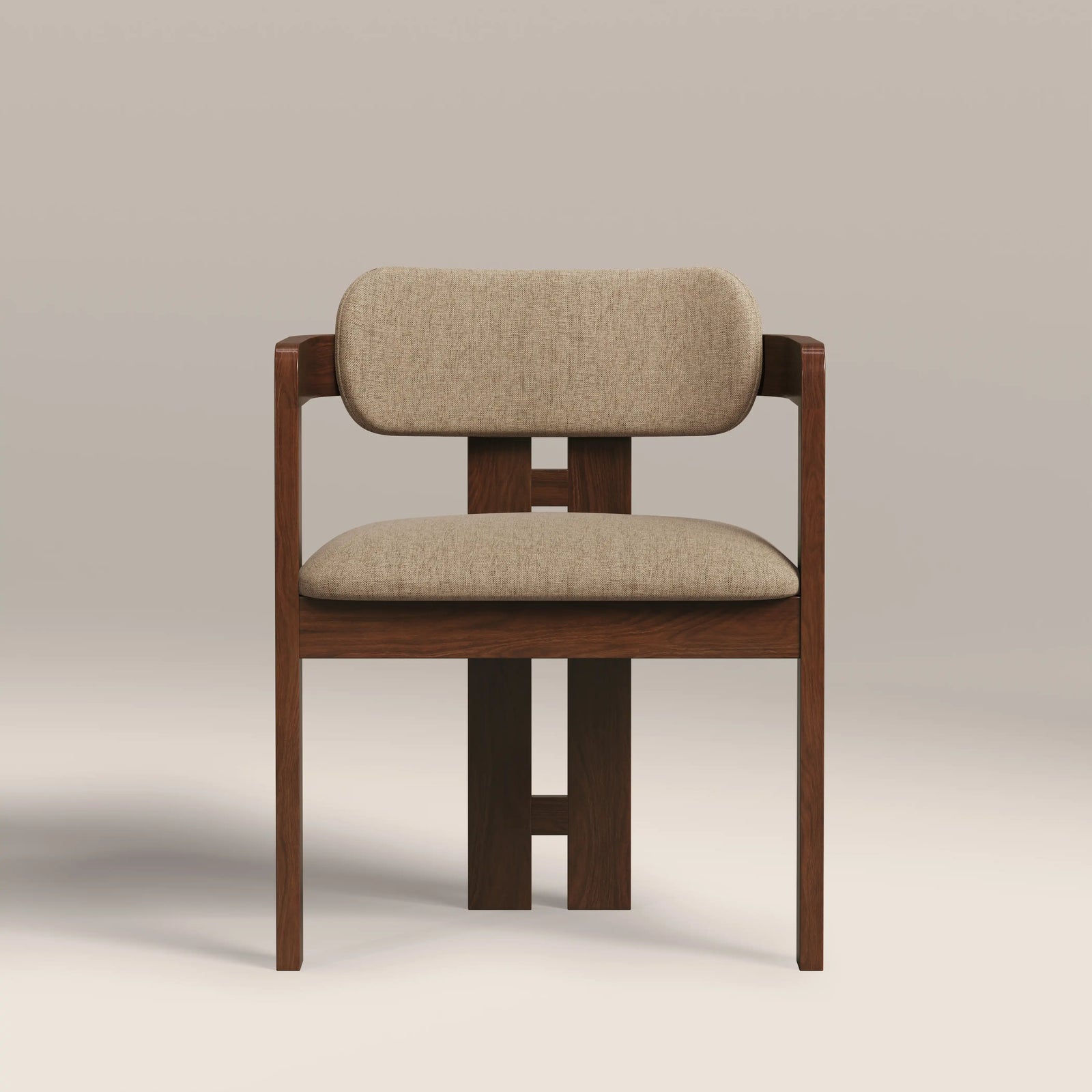Hallie Wooden Carver Dining Chair | Latte Sustainable Fabric & Walnut