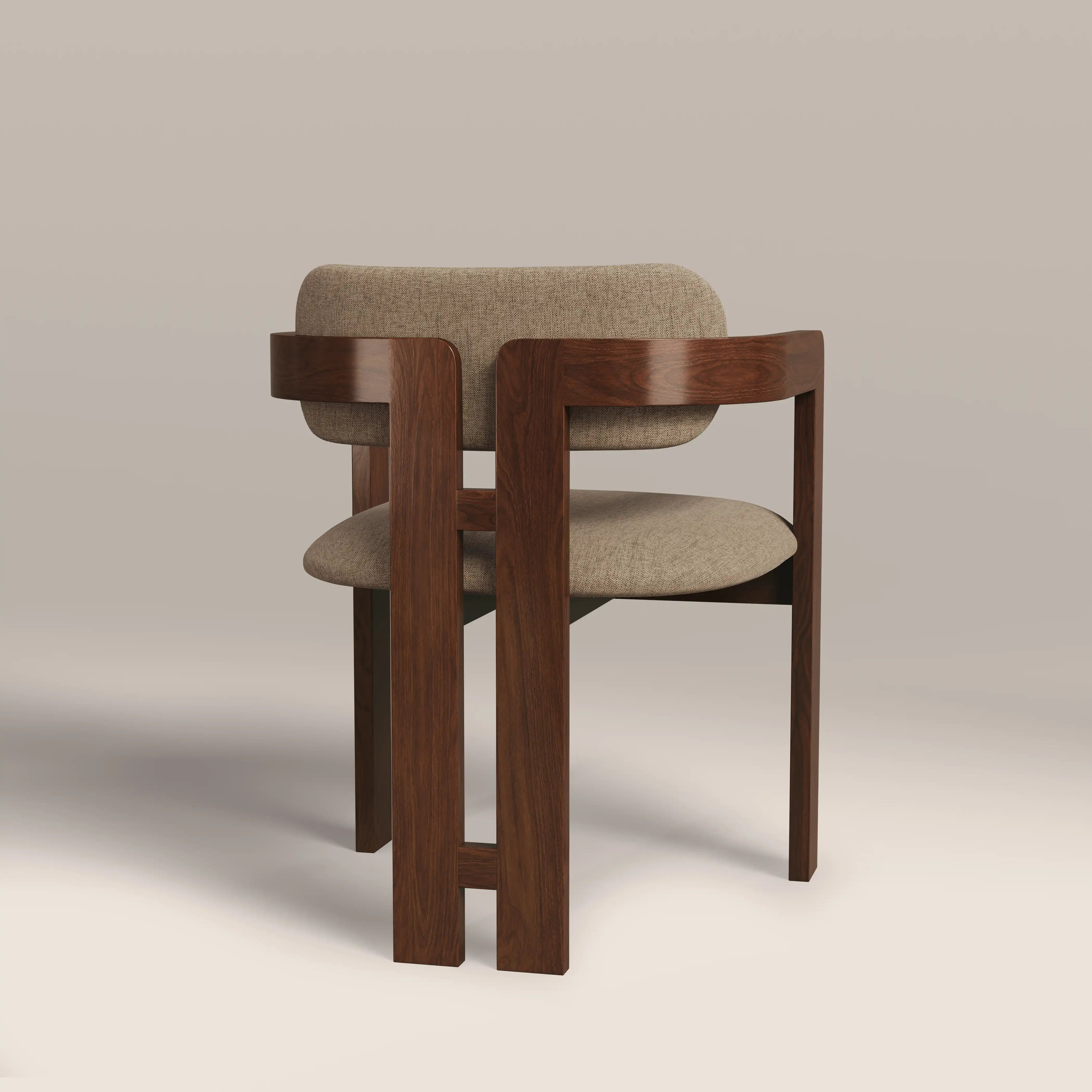 唐木平卓 [B29086] Hallie Wooden Carver Dining Chair, Latte Sustainable Fabric