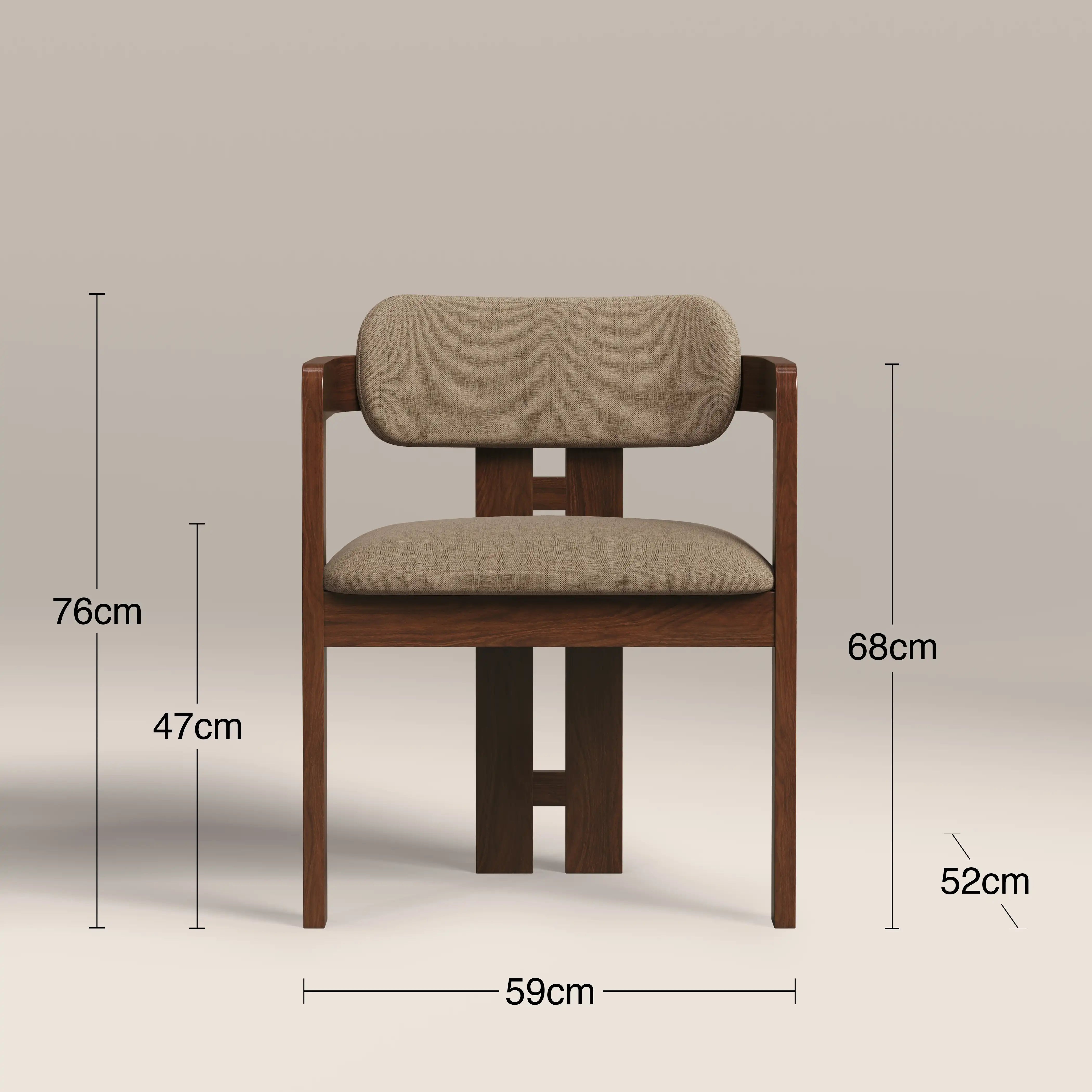 Hallie Wooden Carver Dining Chair, Latte Sustainable Fabric