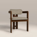 Hallie Wooden Carver Dining Chair | Soft Barley Sustainable Mohair Velvet & Walnut