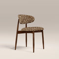 Halston Wooden Dining Chair | Ochre Maze Patterned Fabric & Walnut