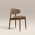 Halston Wooden Dining Chair | Ochre Maze Patterned Fabric & Walnut