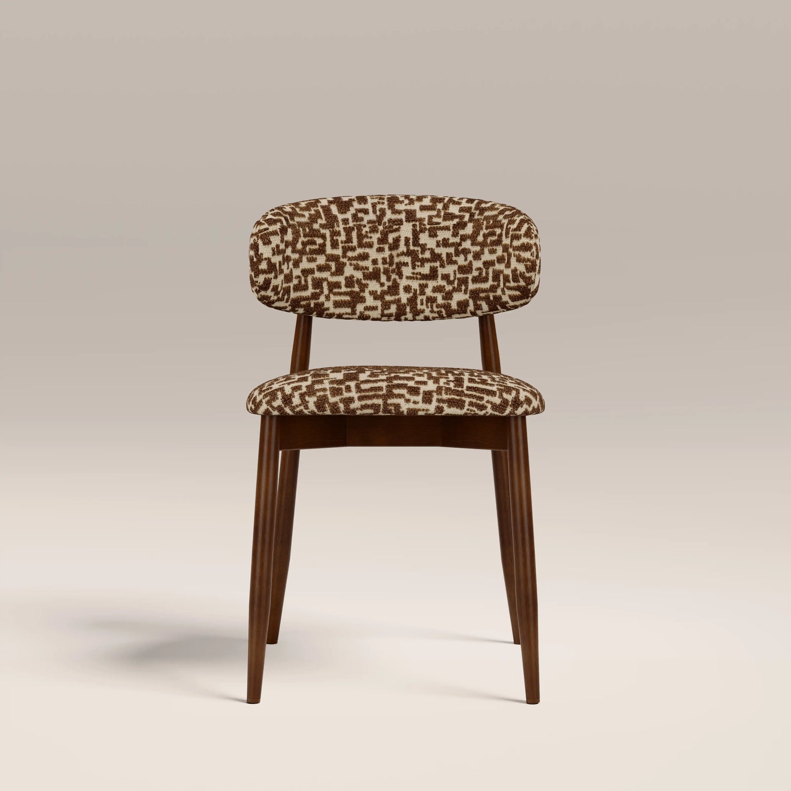 Halston Wooden Dining Chair | Ochre Maze Patterned Fabric & Walnut