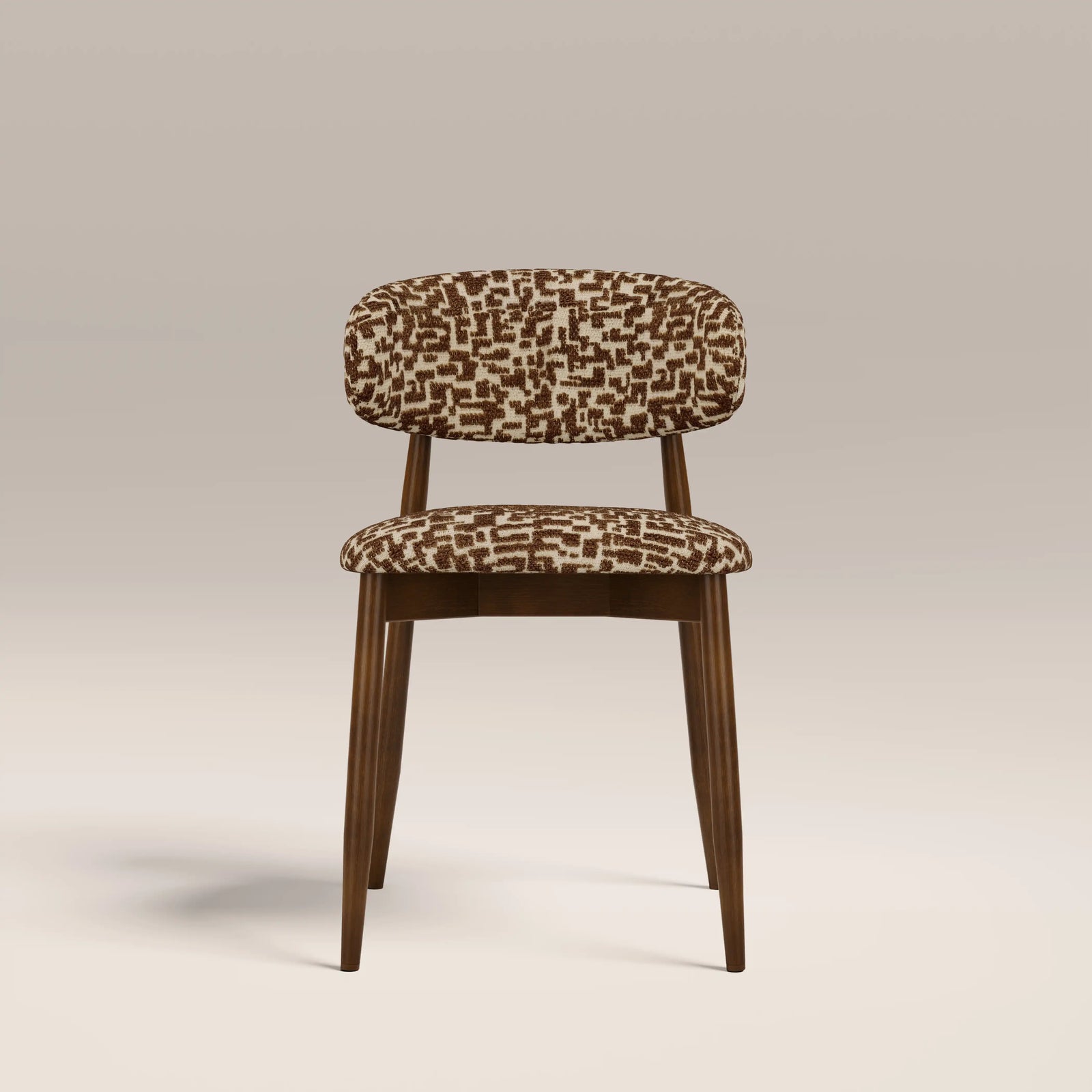 Halston Wooden Dining Chair | Ochre Maze Patterned Fabric & Walnut