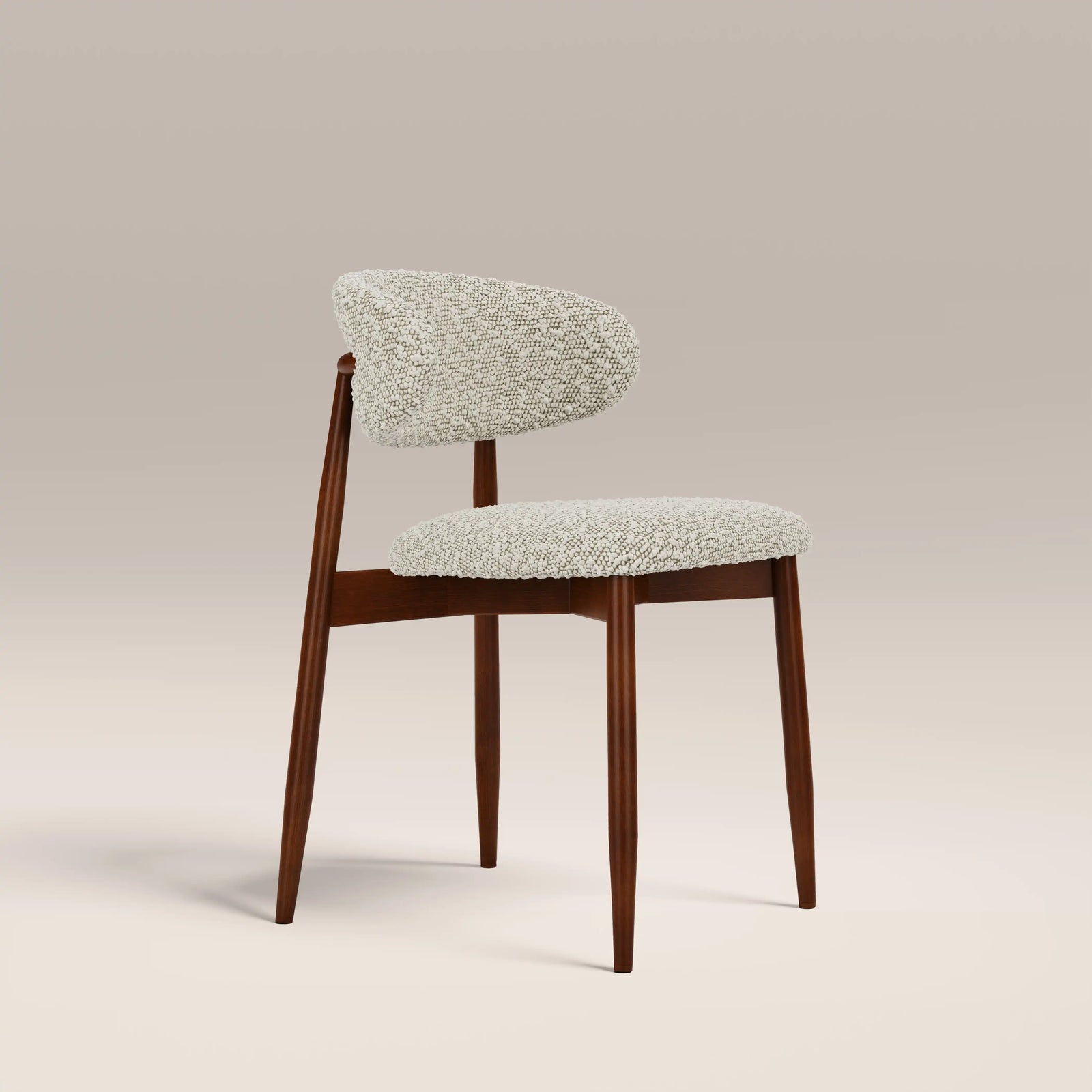 Halston Wooden Dining Chair | Speckled Stone Sustainable Boucle & Walnut