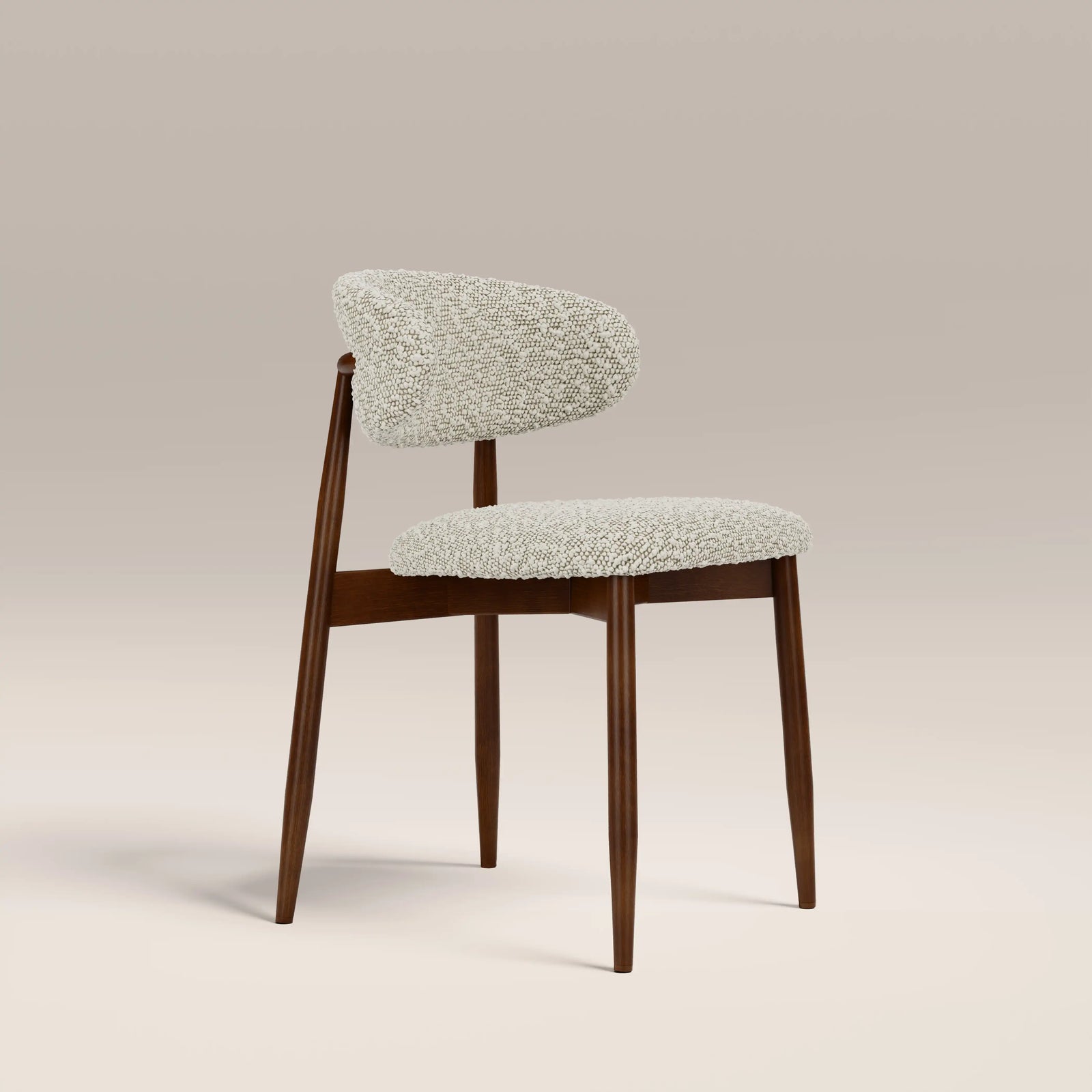 Halston Wooden Dining Chair | Speckled Stone Sustainable Boucle & Walnut