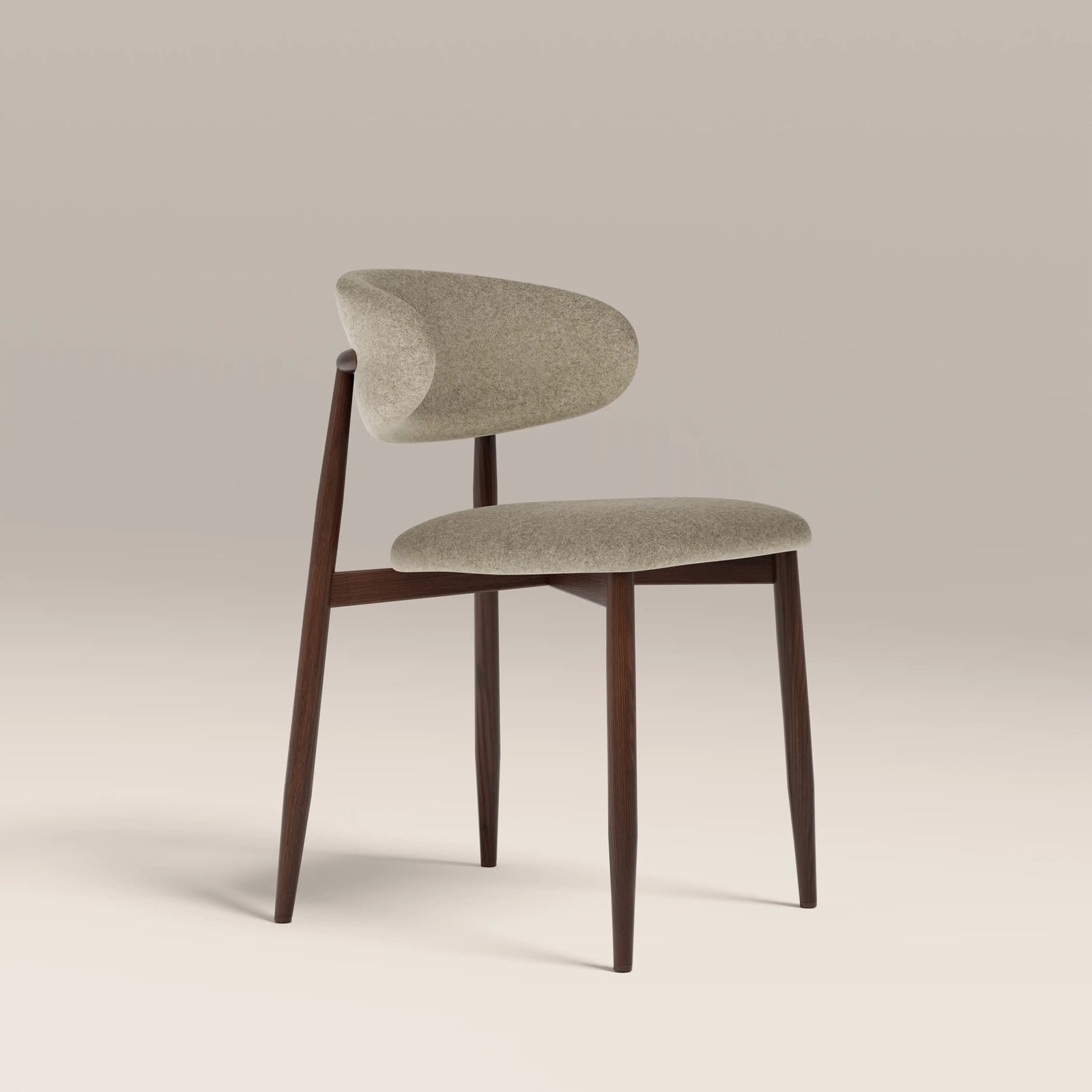 Halston Dining Chair | Soft Barley Sustainable Mohair Velvet & Walnut