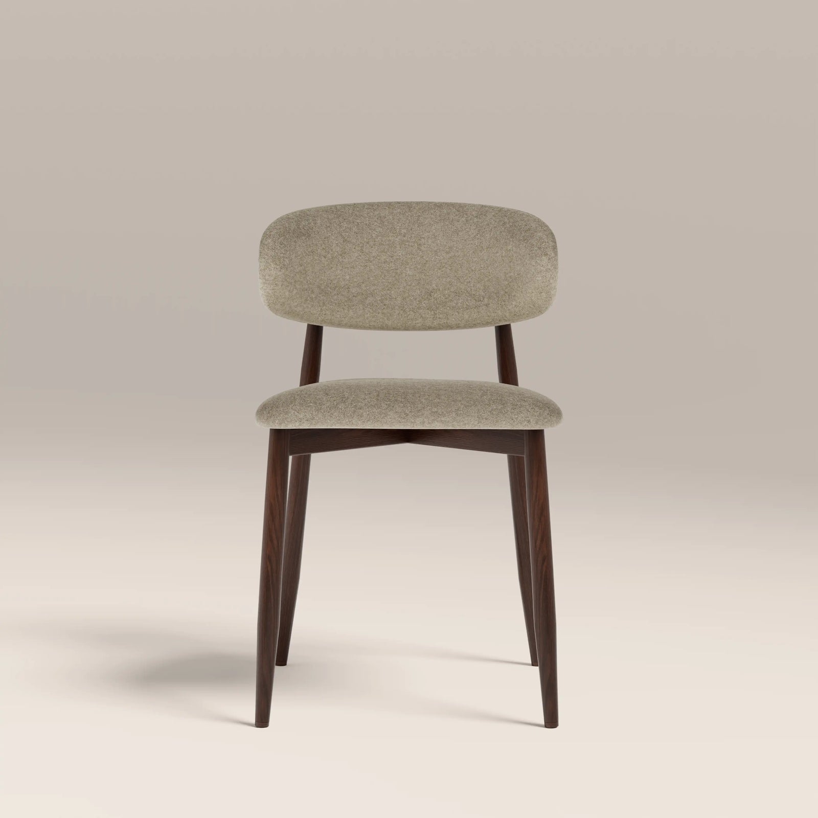 Halston Dining Chair | Soft Barley Sustainable Mohair Velvet & Walnut
