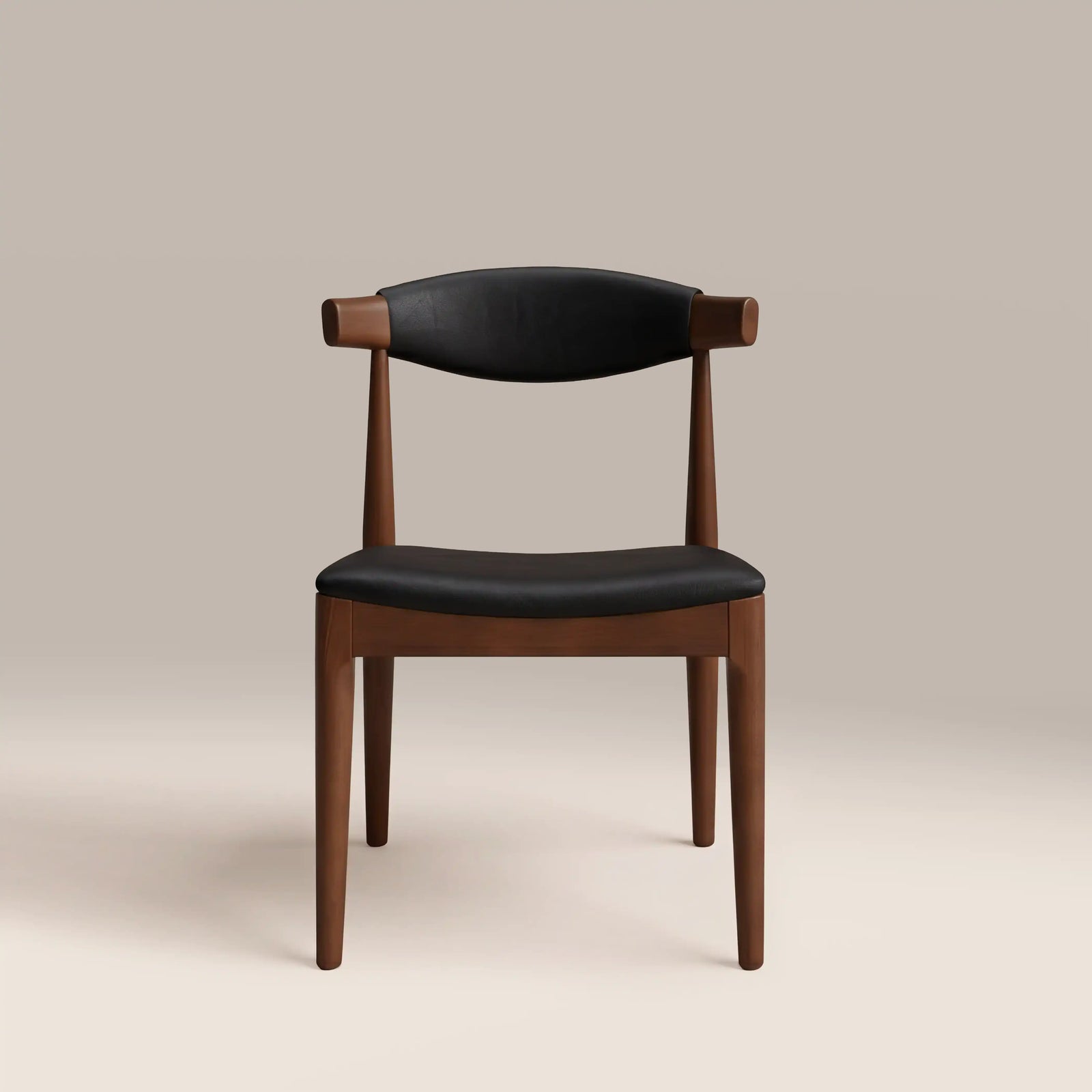 Marton Wooden Dining Chair | Vintage Black Faux Leather & Walnut