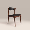 Marton Wooden Dining Chair | Vintage Black Faux Leather & Walnut