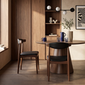Marton Wooden Dining Chair | Vintage Black Faux Leather & Walnut