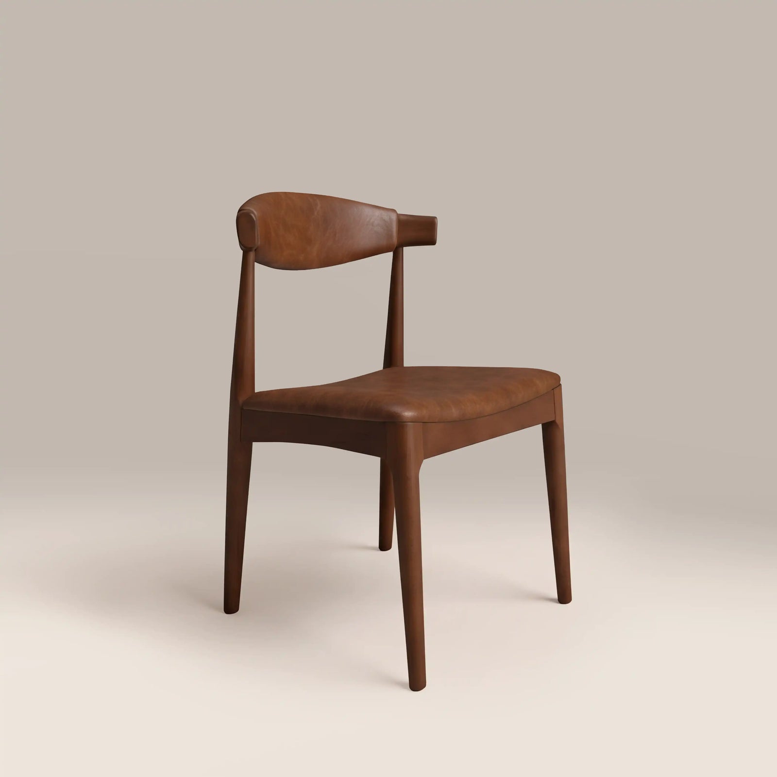 Marton Wooden Dining Chair | Vintage Tan Faux Leather & Walnut
