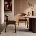Marton Wooden Dining Chair | Vintage Tan Faux Leather & Walnut
