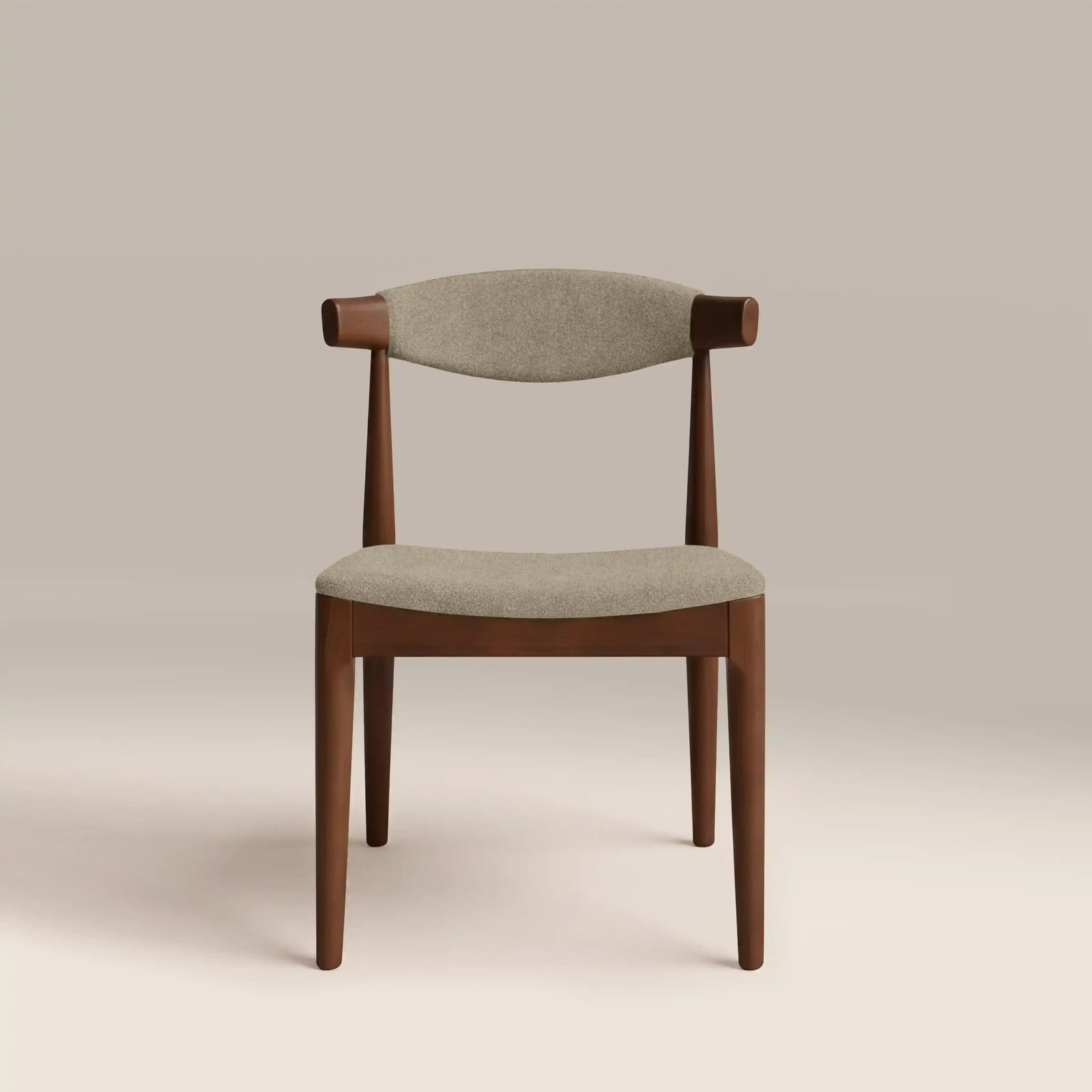 Marton Wooden Dining Chair | Soft Barley Sustainable Mohair Velvet & Walnut
