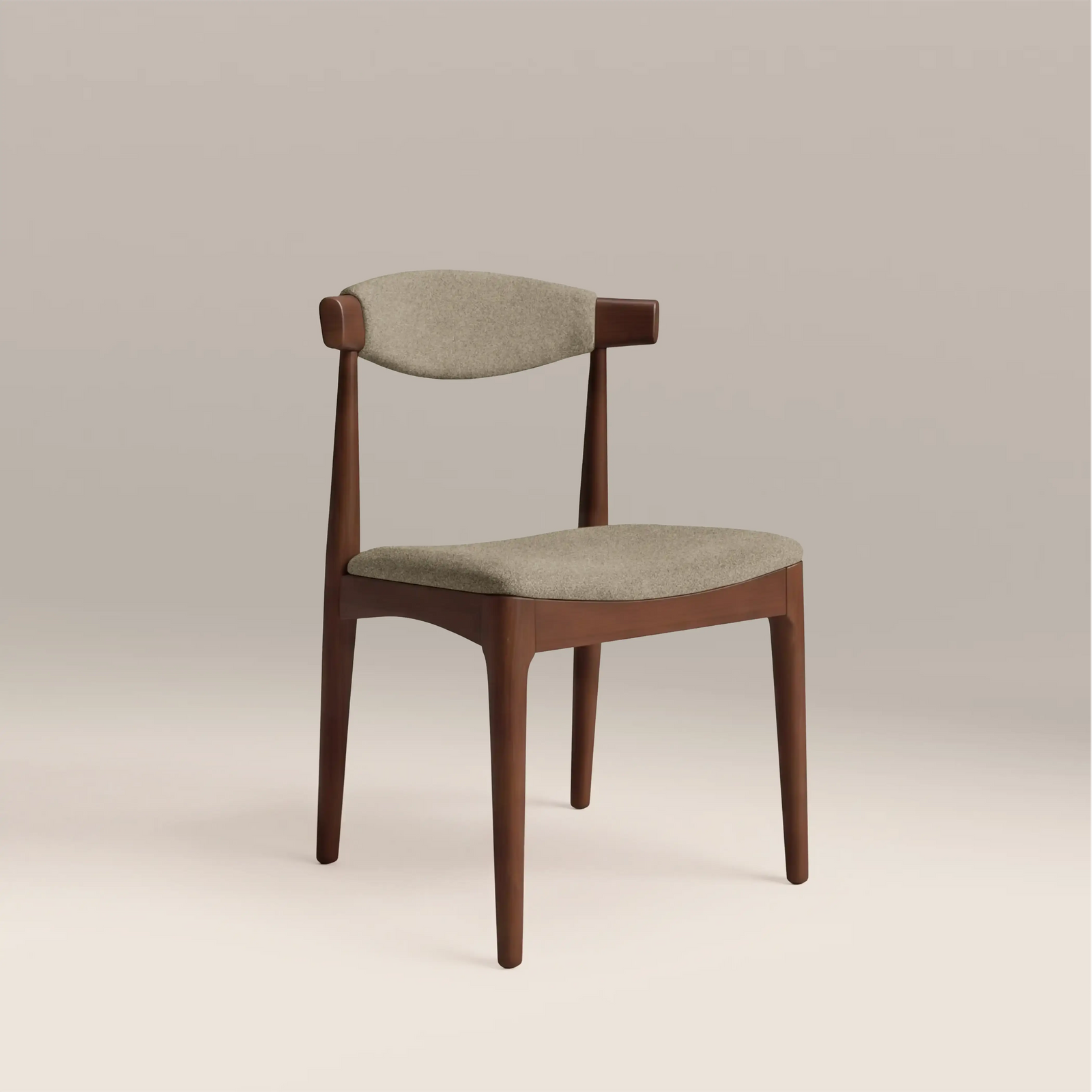 Marton Wooden Dining Chair | Soft Barley Sustainable Mohair Velvet & Walnut