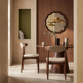 Marton Wooden Dining Chair | Soft Barley Sustainable Mohair Velvet & Walnut