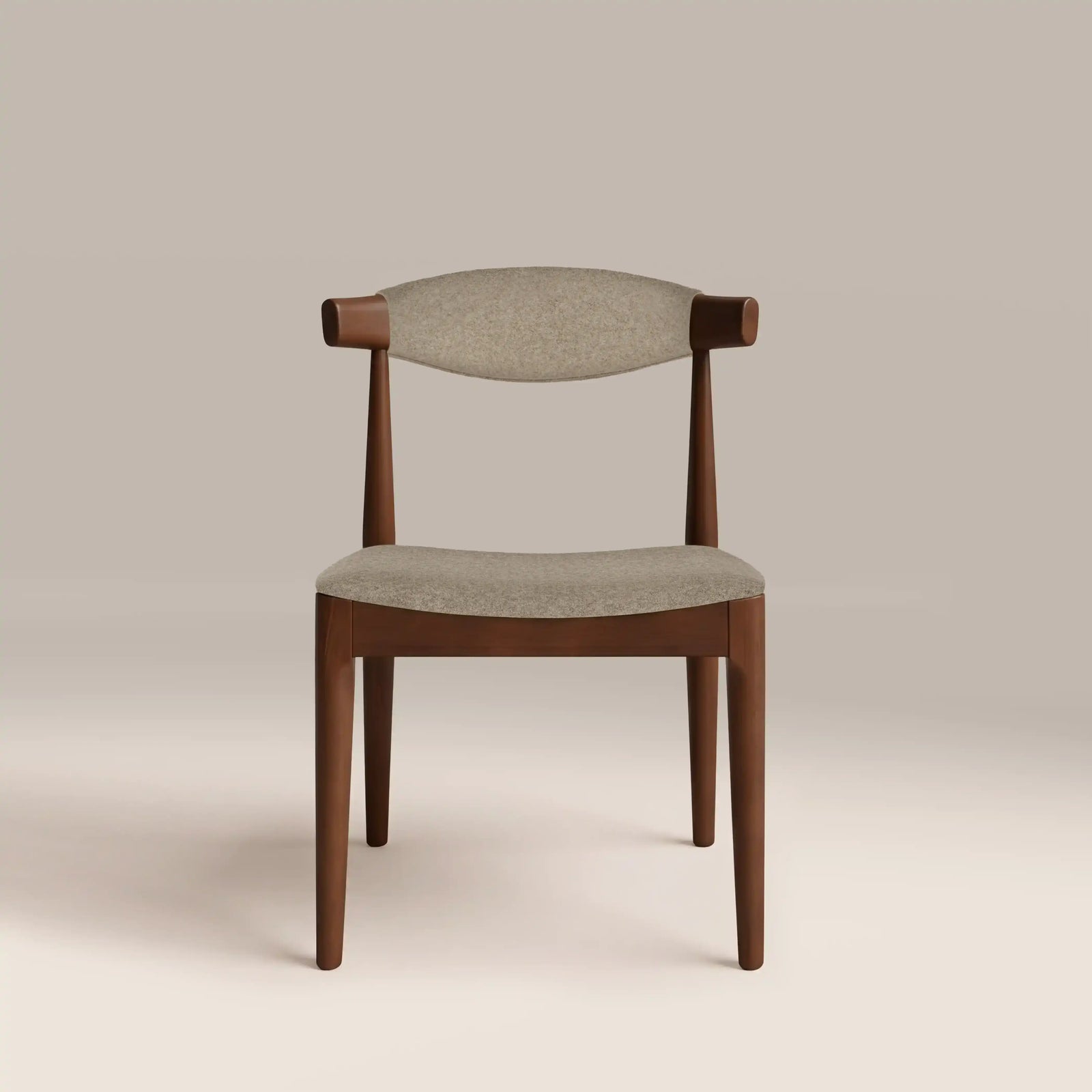 Marton Wooden Dining Chair | Soft Barley Sustainable Mohair Velvet & Walnut