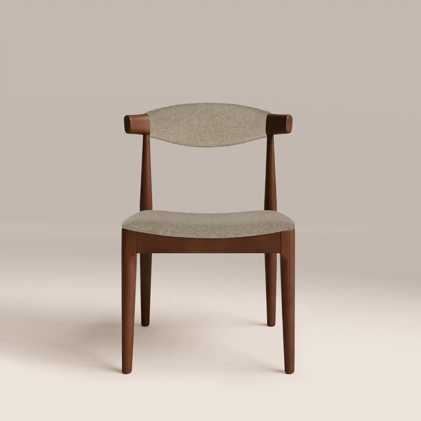 Marton Wooden Dining Chair | Soft Barley Sustainable Mohair Velvet & Walnut