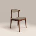 Marton Wooden Dining Chair | Soft Barley Sustainable Mohair Velvet & Walnut
