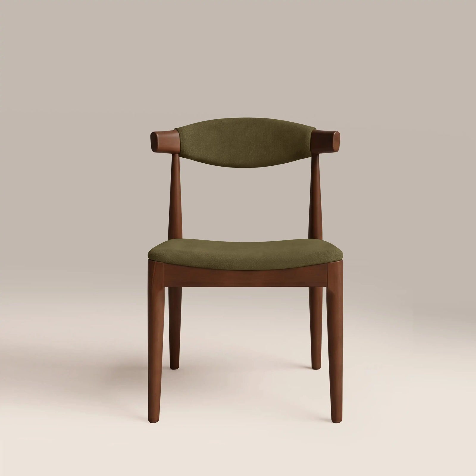 Marton Wooden Dining Chair | Moss Green Sustainable Mohair Velvet & Walnut