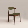 Marton Wooden Dining Chair | Moss Green Sustainable Mohair Velvet & Walnut