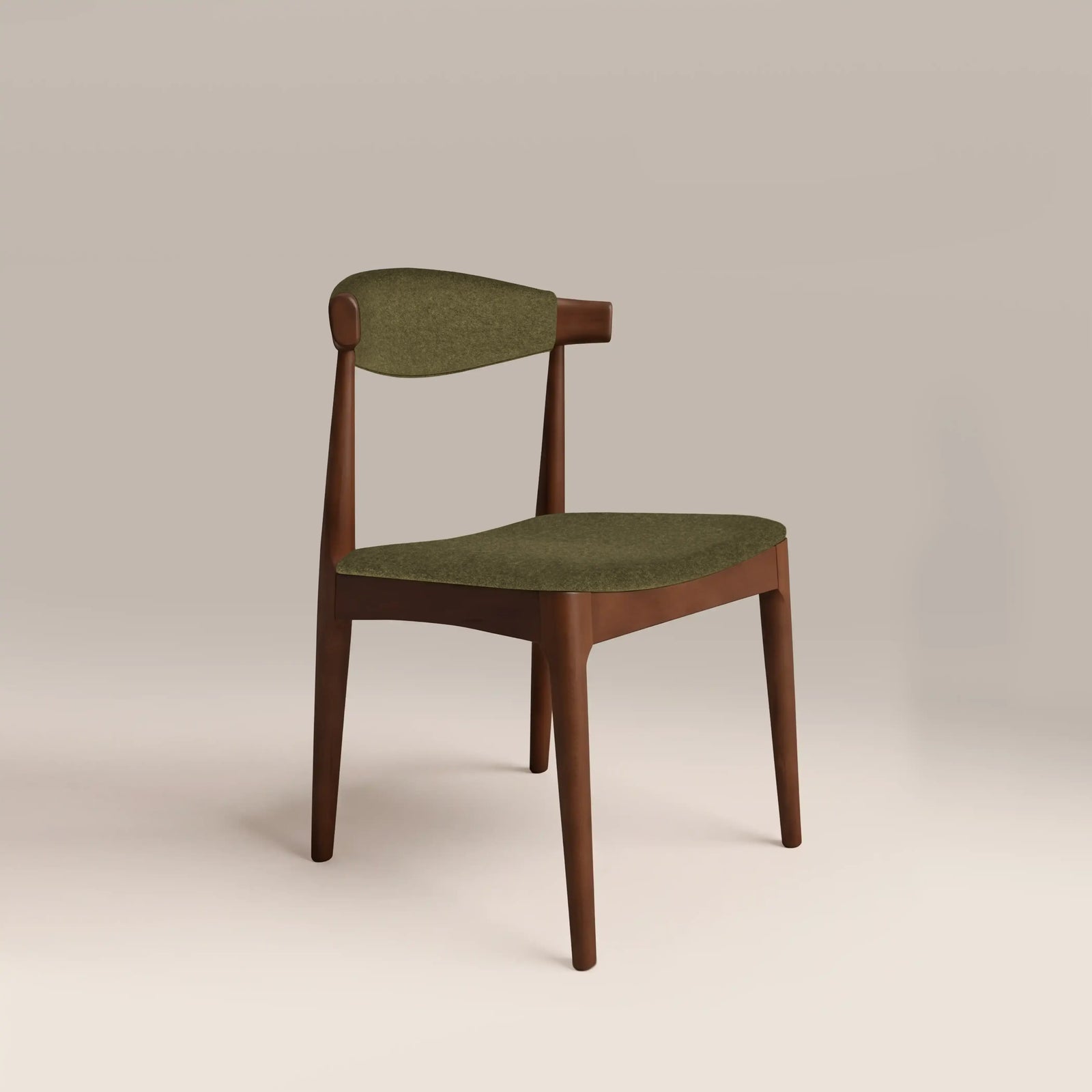 Marton Wooden Dining Chair | Moss Green Sustainable Mohair Velvet & Walnut