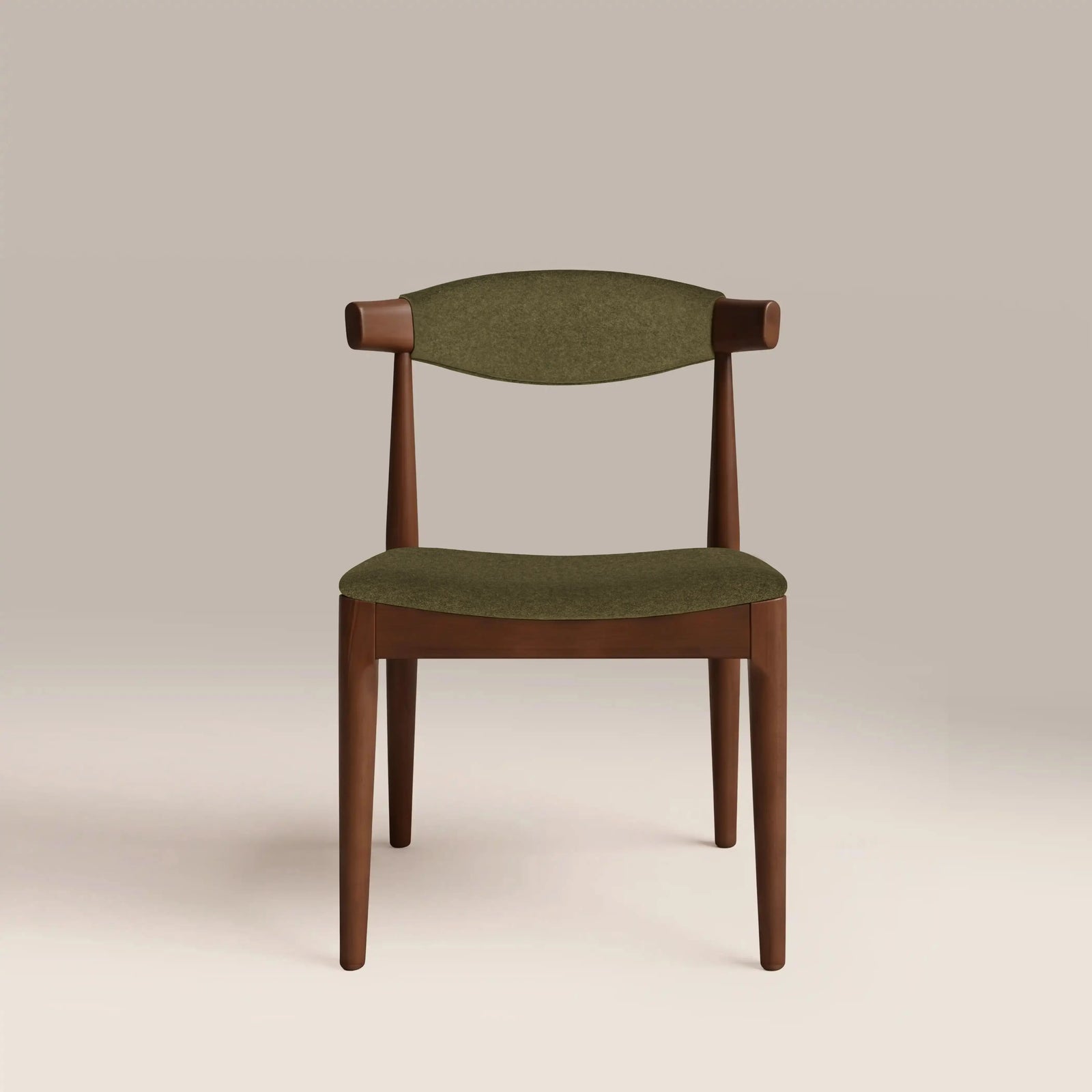 Marton Wooden Dining Chair | Moss Green Sustainable Mohair Velvet & Walnut