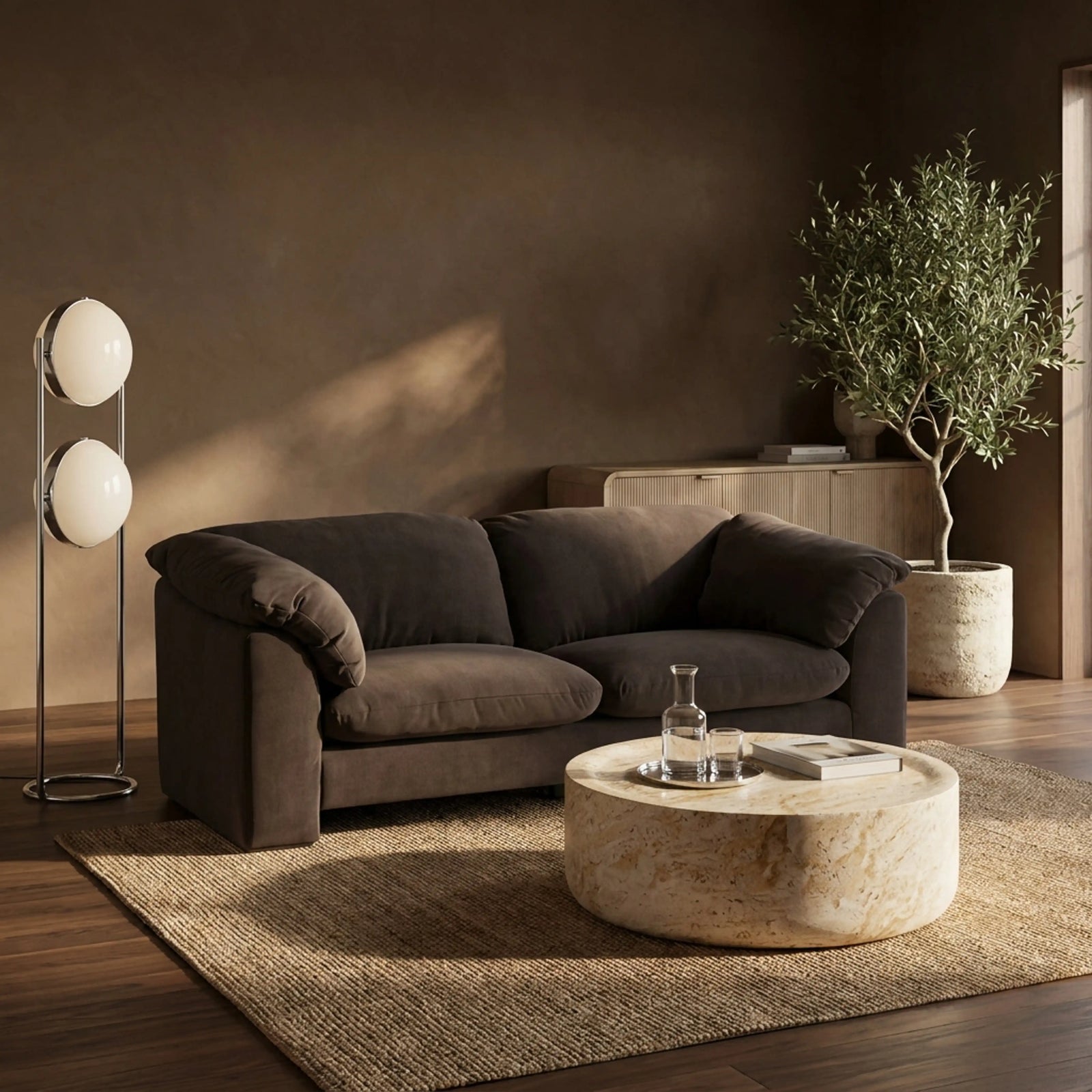 Renata 3 Seater Sofa | Dark Brown Fabric