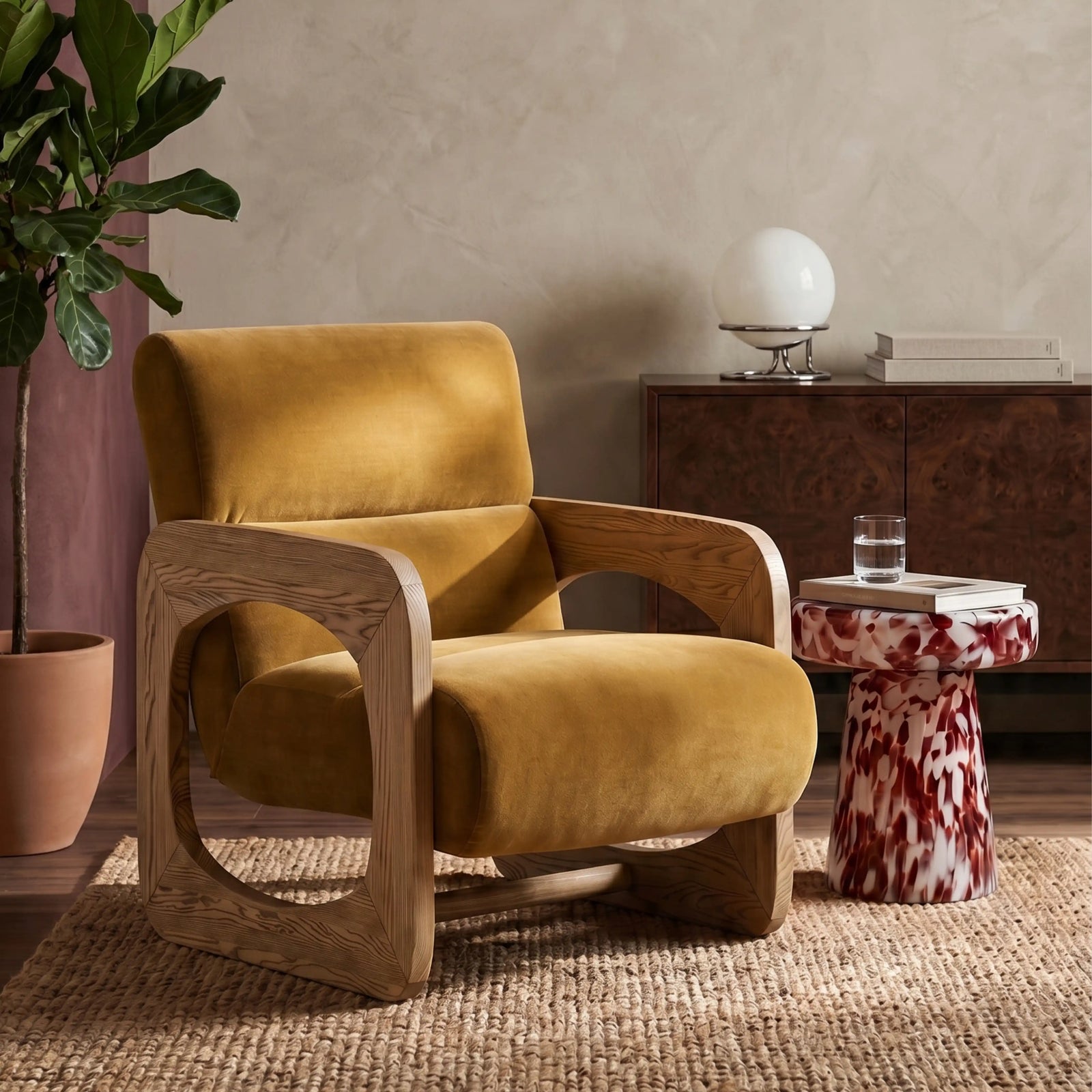 Tosca Armchair | Golden Brown Fabric