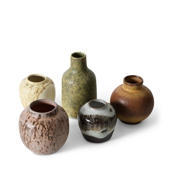 HKliving 70s Ceramics Set of 5 Small Vases, Multicolour | Cult