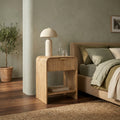 Winnie Large 1 Drawer Curved Wooden Bedside Table | Natural Mango Wood