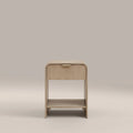 Winnie Large Curved 1 Drawer Wooden Bedside Table | Natural Mango Wood