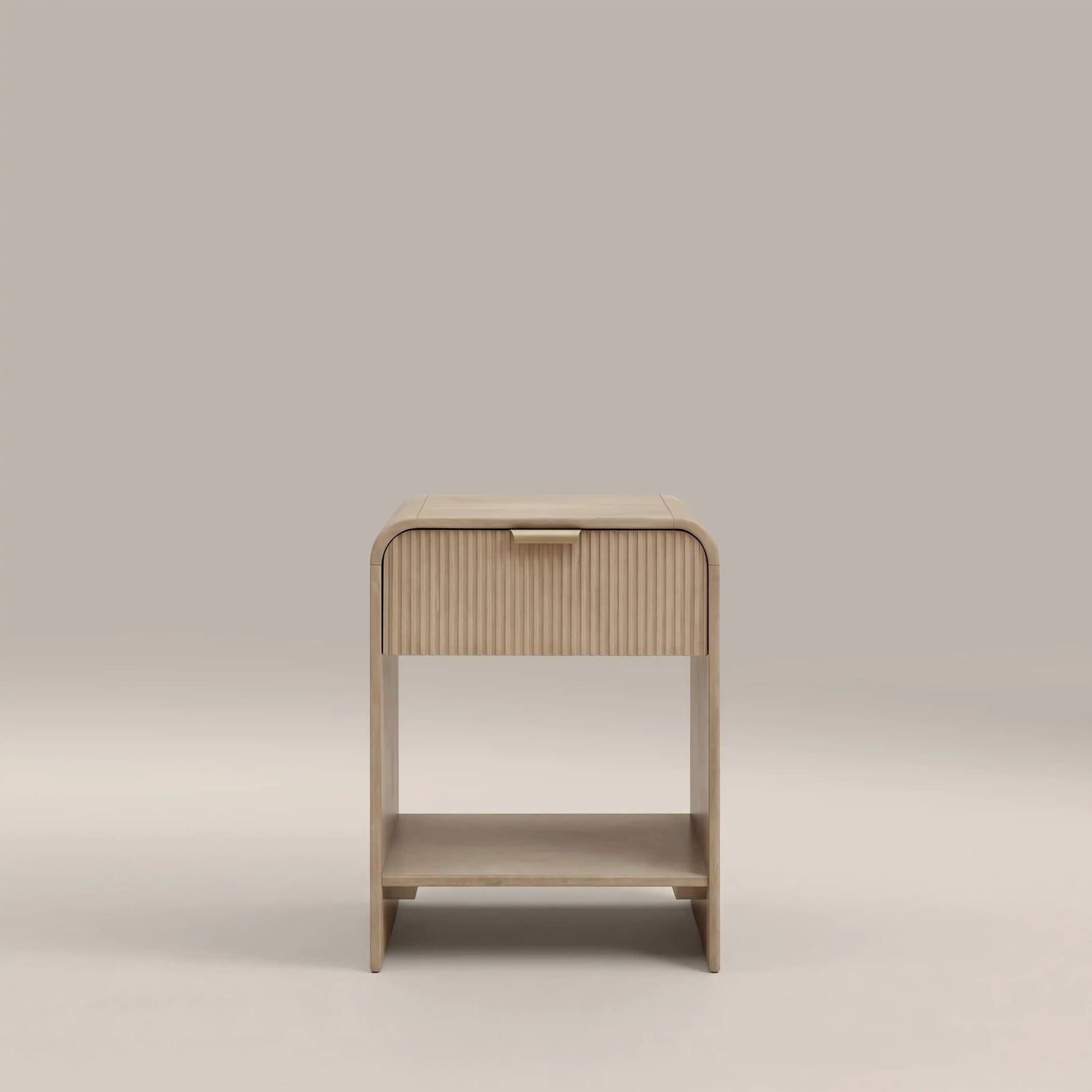 Winnie Large Curved 1 Drawer Wooden Bedside Table | Natural Mango Wood